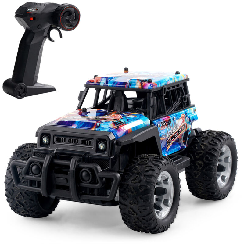 Lifcausal - Voiture télécommandée, véhicule tout-terrain électrique rechargeable 2,4 g avec lumières led, jouet de voiture cadeaux pour garçons