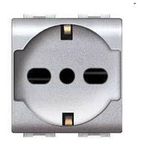 LIFE 4050 TEC PRESA SCHUKO BIPASSO ARGENTO SATIN 6 PZ