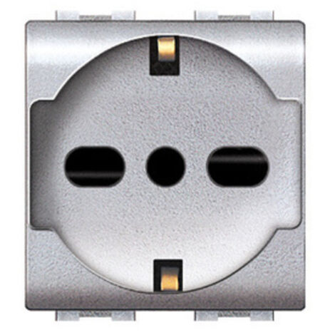 LIFE 4050 TEC PRESA SCHUKO BIPASSO ARGENTO SATIN- 6,0 pz