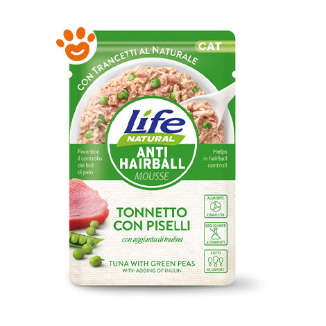 Life Cat in Busta 70gr Anti Hairball Tonnetto con Piselli
