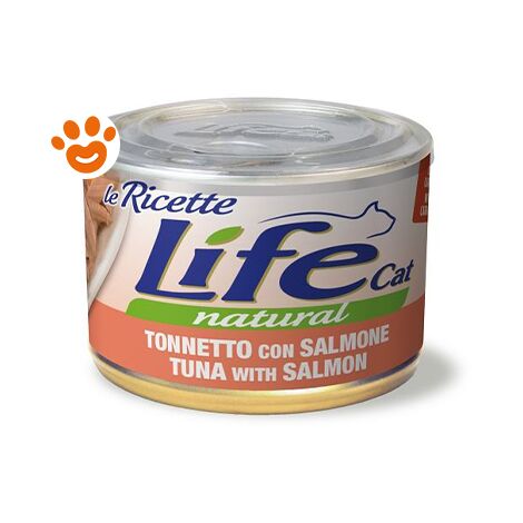 Life Cat Natural "Le Ricette" Tonnetto con Salmone  - Life Cat Natural "Le Ricette" Tonnetto con Salmone - Lattina da 150 gr