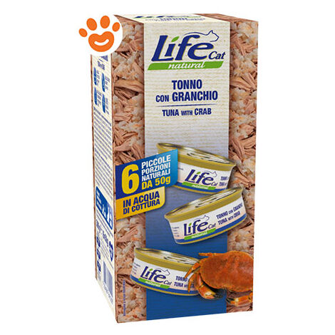 Life Cat Natural Multibox Tonno e Granchio  - Life Cat Natural Multibox Tonno e Granchio - Confezione da 6x50 Gr