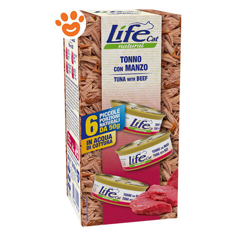 Life Cat Natural Multibox Tonno e Manzo - Life Cat Natural Multibox Tonno e Manzo - Confezione da 6x50 Gr