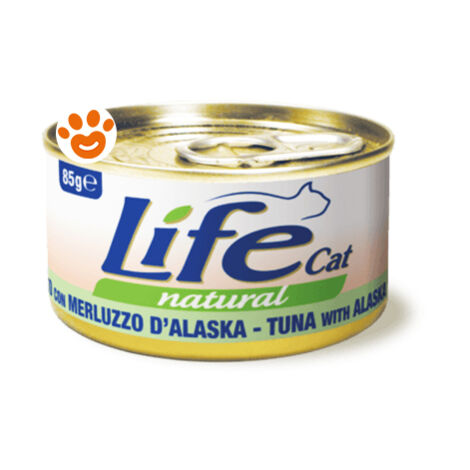 Life Cat Natural Tonnetto con Merluzzo D'Alaska  - Life Cat Natural Tonnetto con Merluzzo D'Alaska - Lattina Da 85 Gr