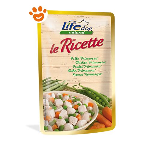 Life Dog Natural "Le Ricette" Pollo "Primavera"  - Life Dog Natural "Le Ricette" Pollo "Primavera" - Bustina Da 95 Gr