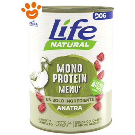 Life Dog Natural Monoprotein Menù Anatra  - Life Dog Natural Monoprotein Menù Anatra - Lattina Da 400 Gr