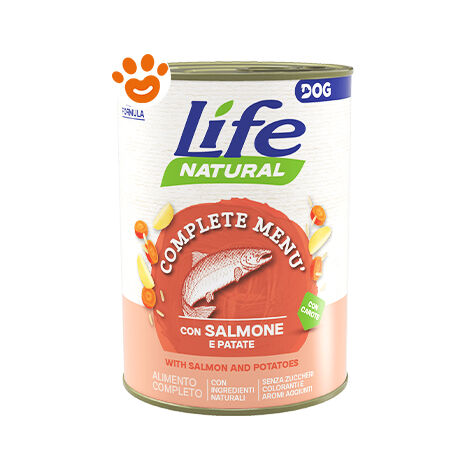 Life Dog Nutrition Plus Salmone e Patate  - Life Dog Nutrition Plus Salmone e Patate - Lattina Da 400 Gr