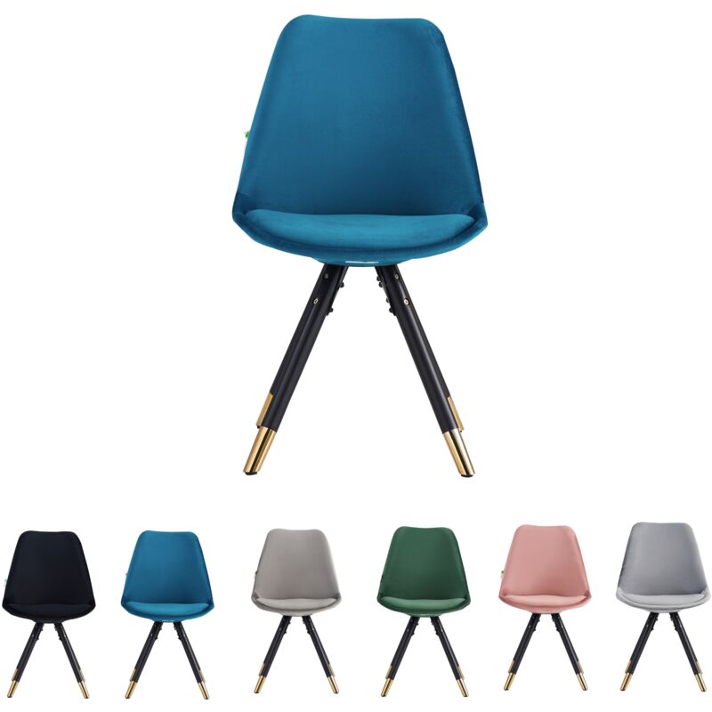 Lot de 1/4 chaise de salle à manger rembourrée en velours Sofia simple - Bleu Lot de 1/4 chaise de salle à manger rembourrée en velours Sofia simple - Bleu