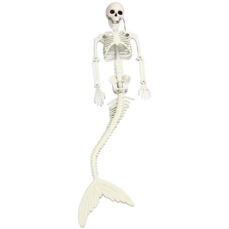 Life Size Skeleton Mermaid Halloween Outdoor Decorations Movable Posable Joints Realistic Full Body Skeleton Mermaid Props