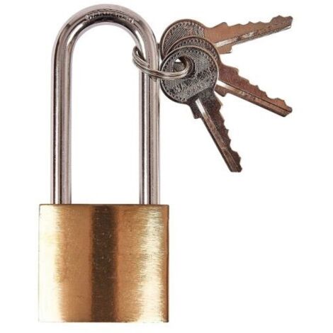 LIFEBOX Cadenas 38mm grande anse Corps robuste en acier trempé avec 3 clés pour applications de sécurité