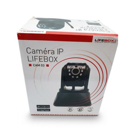 LIFEBOX - Caméra de surveillance IP motorisée intérieur - CAM 03 - HD 720p - Wifi RJ45 - Micro SD - DC 5V 2A - Vision nocturne 10m et audio bidirectionnel - Voir photos pour détails