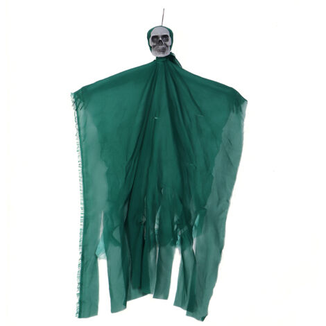Lifelike Halloween Skeleton Decor Scary Hanging Skull Decor Ornament Decoration PropsGreen Clothes