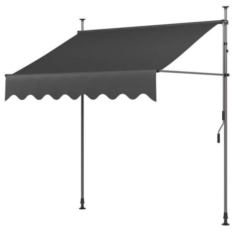 LIFERUN 350x120cm Klemmmarkise Balkonmarkise Sonnenschutz mit Handkurbel, UV-beständig höhenverstellbar, aus Metall und Polyester, ohne Bohren, Grau