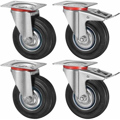 LIFERUN 4 Stück Schwerlastrollen 160mm Lenkrollen Transportrollen mit bremse bis 600kg Palettenrollen Rollen für Möbel 360° Drehbar Kein Geräusch(2 Bremsrollen, 2 Lenkrollen)