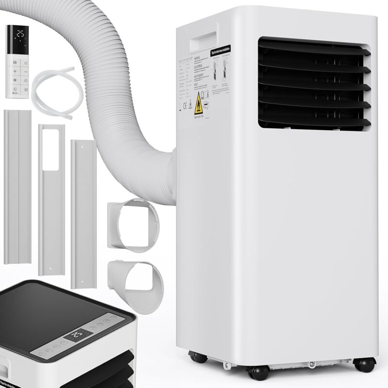 Climatiseur Mobile 9000BTU 2.6kW, Climatiseur Mobile Silencieux, Climatiseur Portable 4 en 1, Refroidissement,Ventilateur,Déshumidificateur,Mode