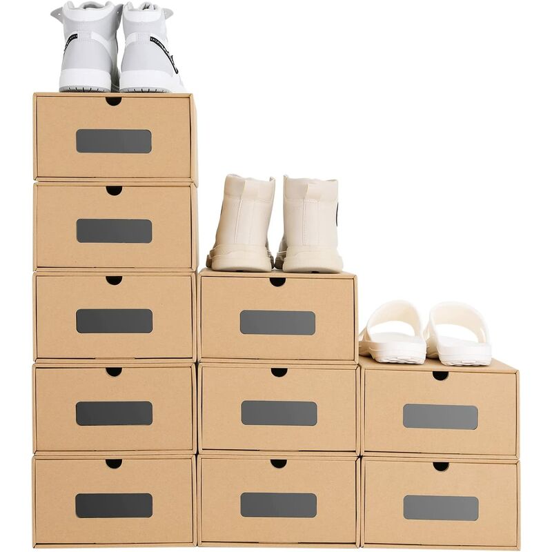Liferun - Lot de 10 cartons boites de rangement à chaussures avec tiroir