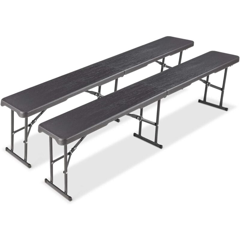 Liferun - Lot de 2 Bancs Pliables Pliant 180 cm,Banc Pliant Camping,Banc de Jardin Avec poignée de transport,Banc Pliable Camping Structure en acier