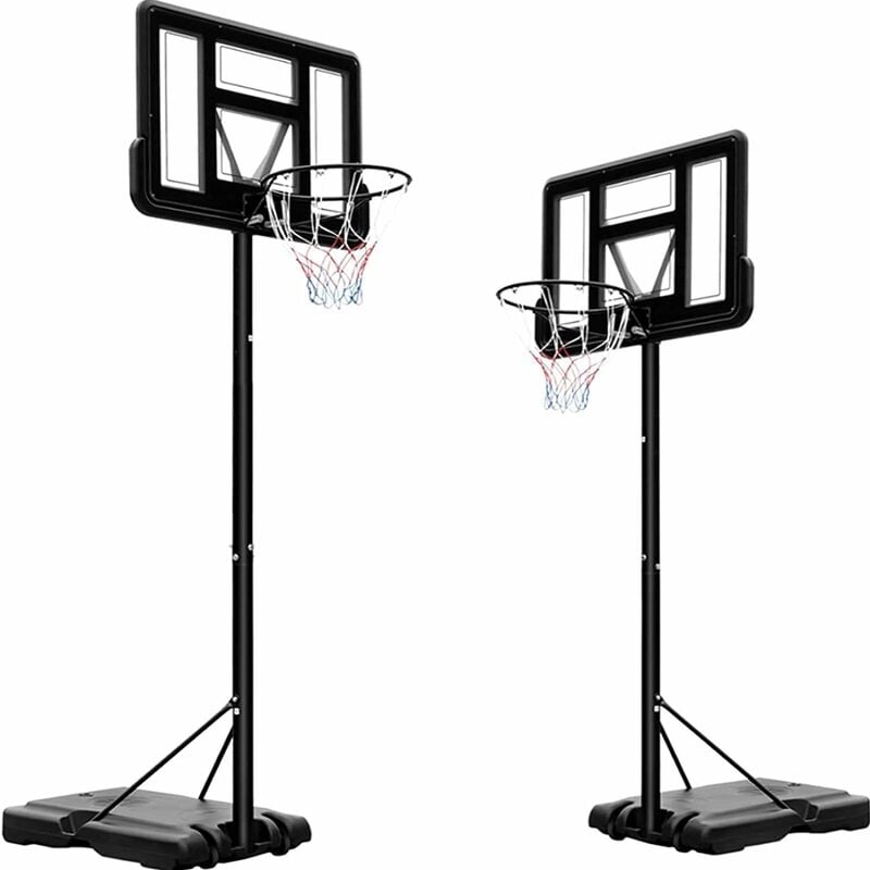 Panier de Basket, Extérieur Portable Réglable en Hauteur 230-304 cm, avec Support et roulettes, Ensemble de Basketball Exterieur Interieur, Panier de