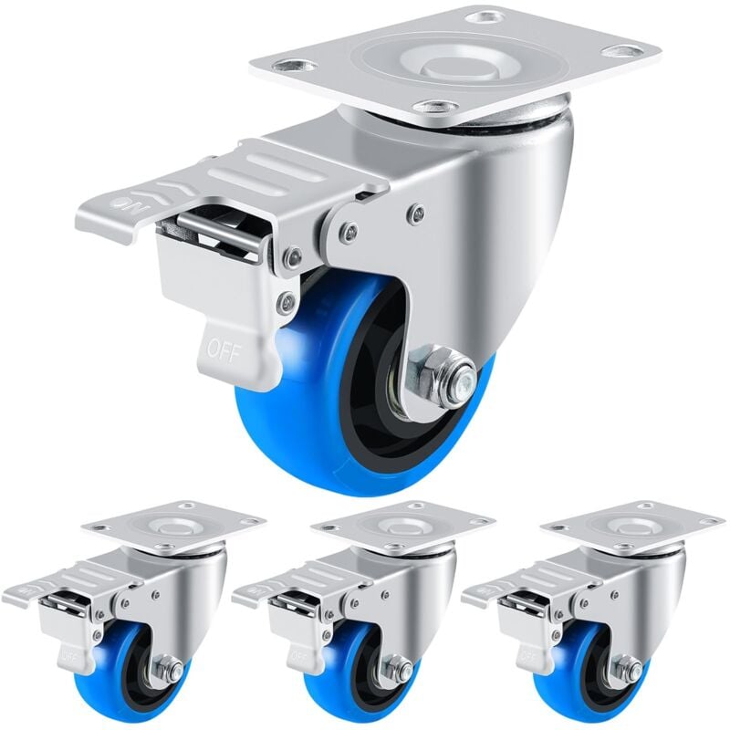Roulettes pour charges lourdes de 100 mm avec plaquettes de frein améliorées - Roulettes de transport pour meubles - Pour l'intérieur ou l'extérieur