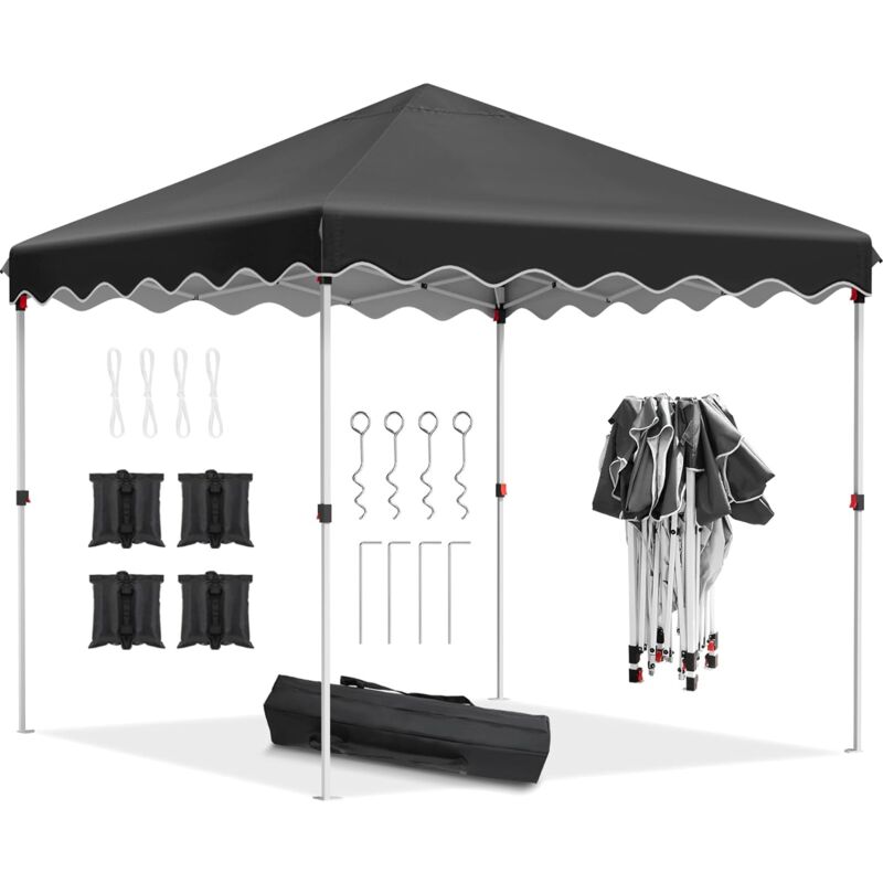 Liferun - Tonnelle de Jardin Pliable 3x3 Imperméable, 420D Oxford Tonnelle de Jardin, Protection uv 50+, avec Sac de Sable, Sac de Rangement,