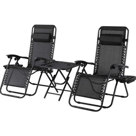 Liferun – Transat pliable ergonomique avec table d'appoint – Tissu textilène résistant – Dossier et accoudoirs réglables – Dimensions 110x64x77-110cm