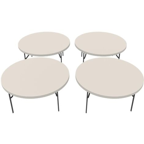 Lifetime 4 Pack 60 Inch Round Table Combo Commercial Almond