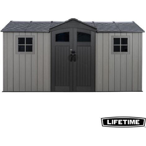 Lifetime – Abri de jardin résine 8.2 m² – Dimensions 4.26 x 2.14 m – Épaisseur des parois 23 mm – Charpente en acier inoxydable – Sans entretien