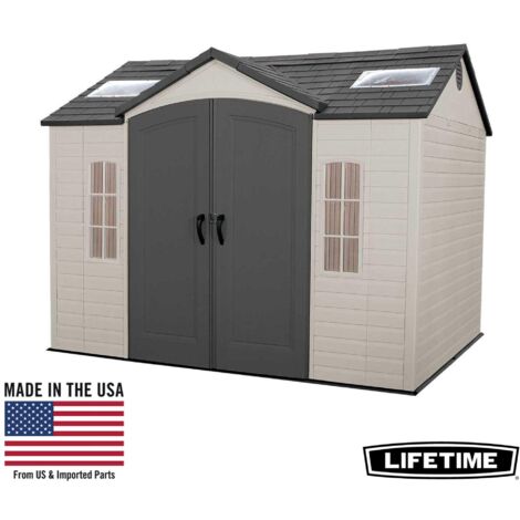 Lifetime – Abri de jardin résine 7,44m² – Dimensions extérieures 2,99 x 2,38 m – Imputrescible PEHD – Plancher HDPE antidérapant