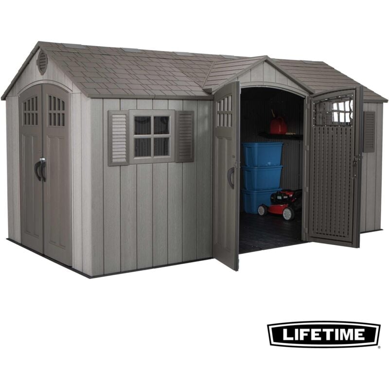 Abri de Jardin Rough Cut Double Entree 4.57 x 2.44 m pehd 30318 - Lifetime