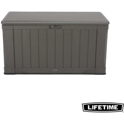 Lifetime – Coffre de jardin 439L en polyéthylène haute densité – Dimensions 128x67,1x64 cm – Double parois et traitement anti UV – Marron foncé