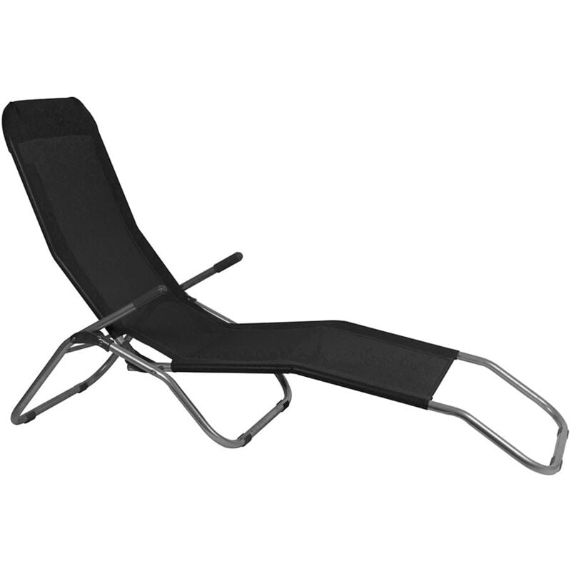 Transat de plage noir - 187 x 60 x 93 cm - Poids 52,3 mm