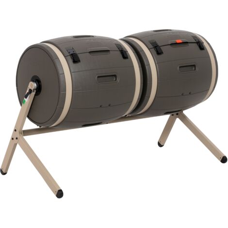 Lifetime Kunststoff Trommelkomposter Fass 380 Liter  Braun  79x160x110 cm