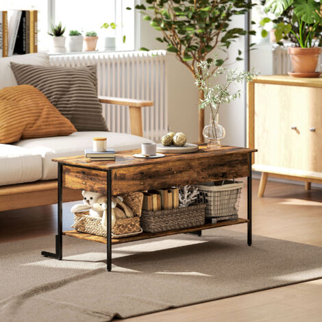 Lift Top Coffee Table with Storage - Rustic Brown