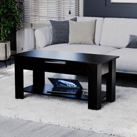 HOME DISCOUNT Lift Up Coffee Table Storage Living Room Furniture, Black