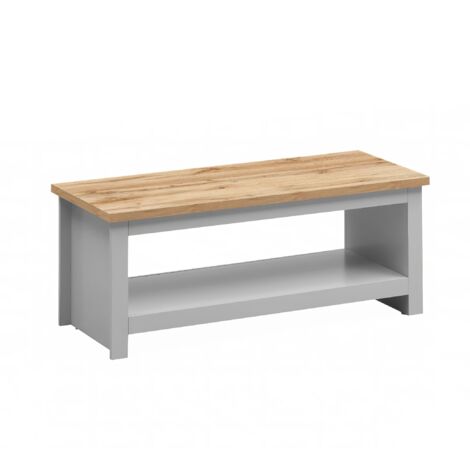 Lift Up Coffee Table With Hidden Storage Grey And Oak Effect Top Light Grey