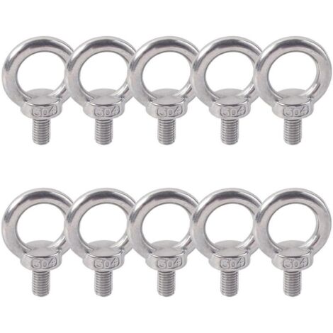 Lifting Ring 304 Stainless Steel Male Thread Eye Bolt M6X11 Bolt Screw Machinery Shoulder Lifting Marine Weight Bolts 10 PC