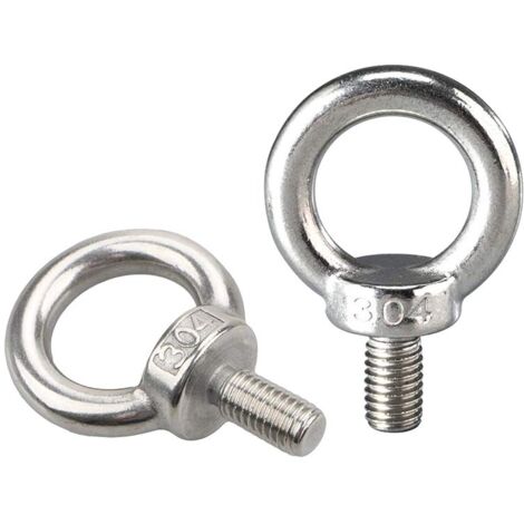 Lifting Ring Eye Bolt, Stainless Steel Male Thread Lifting Eye Bolts DIY Construction Building Hardware Decking Marine Weight Screws M6 x 11-10pcs