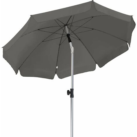 LIFURUN Ombrellone da 200 cm, Ombrellone da Giardino con Protezione UPF 50+, Inclinabile, 8 costole con d'acciaio, Ombrellone parasole per Arredo Esterno, Balcone, Giardino e Terrazzo, 200 g/m²-grigio