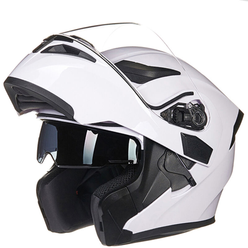 

Ligero, integral, abatible hacia arriba, doble visera, comodo y suave, casco de motocicleta, color opcional del vidrio,Blanco, M