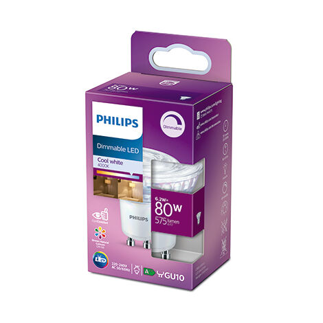 Light Bulb LED Philips GU10 C90 Dimmable 6.2W 680Lm 4000K [PH-929002066050] (PH-929002066050)