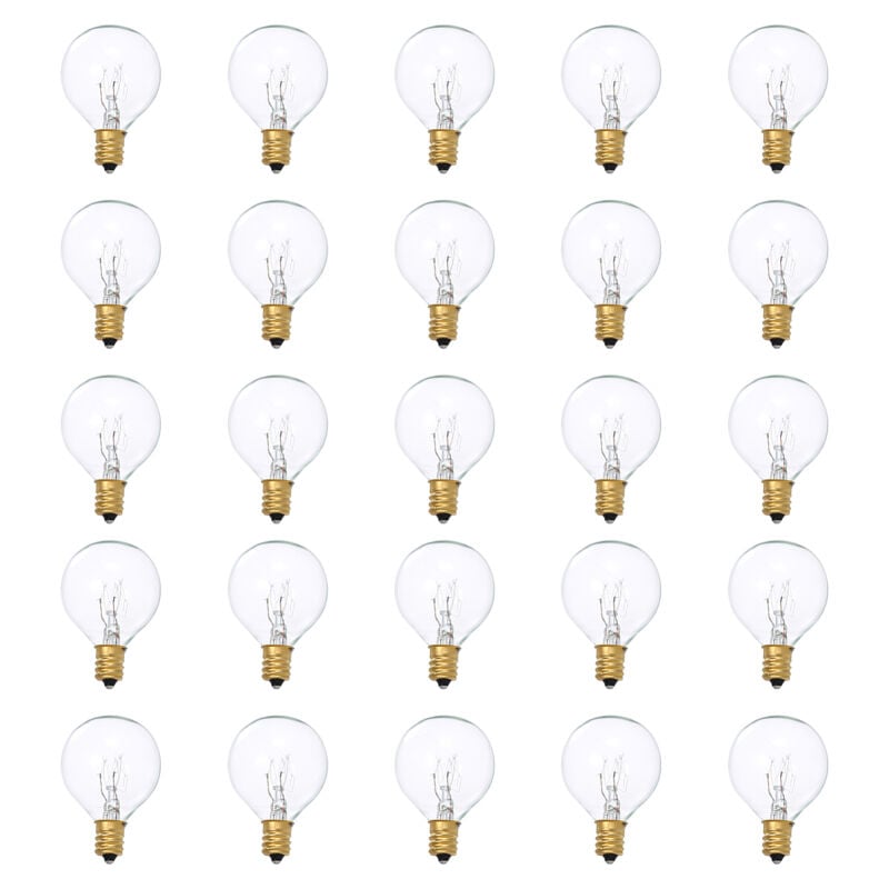 Lot de 25 ampoules de rechange G40 en tungstène 7 w 220-240 v Transparent Globe Ampoule E12 Base Ampoules pour intérieur extérieur Patio Décoration