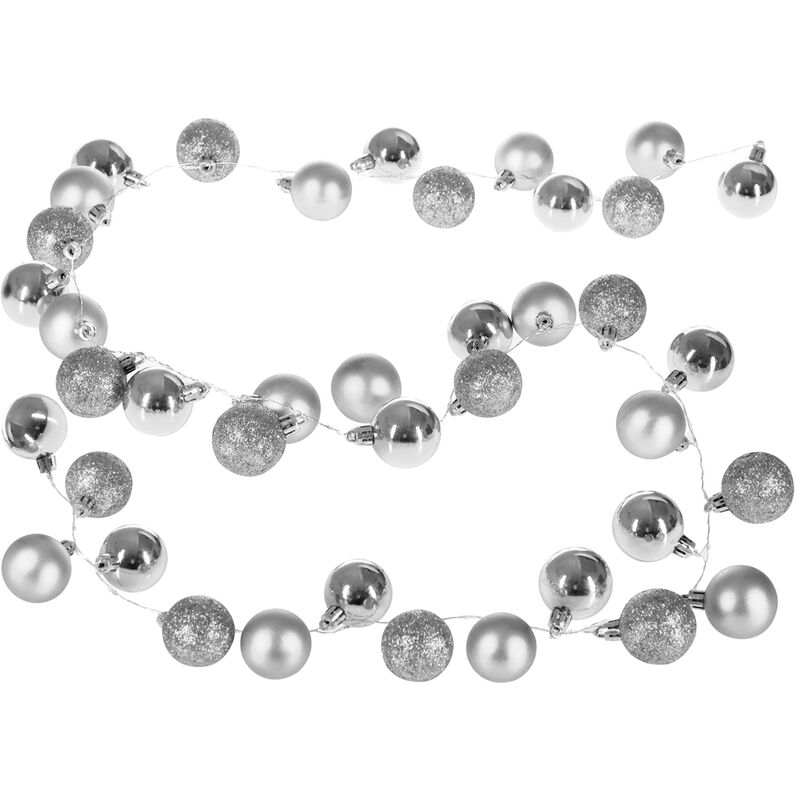 Xmas Fairy Lights Chain with Christmas Baubles - 2m - Timer Function Silver