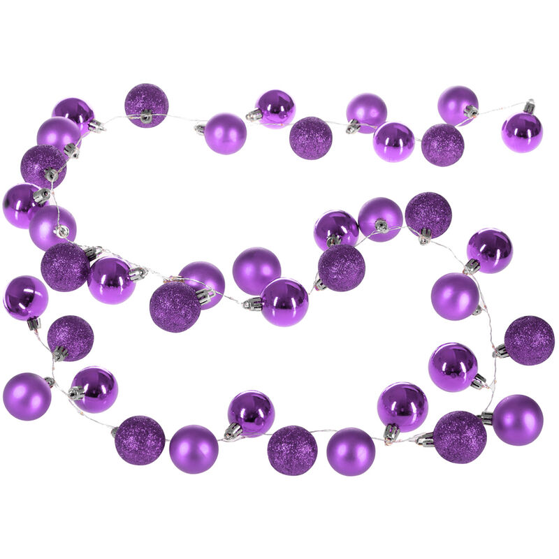 Xmas Fairy Lights Chain with Christmas Baubles - 2m - Timer Function Purple