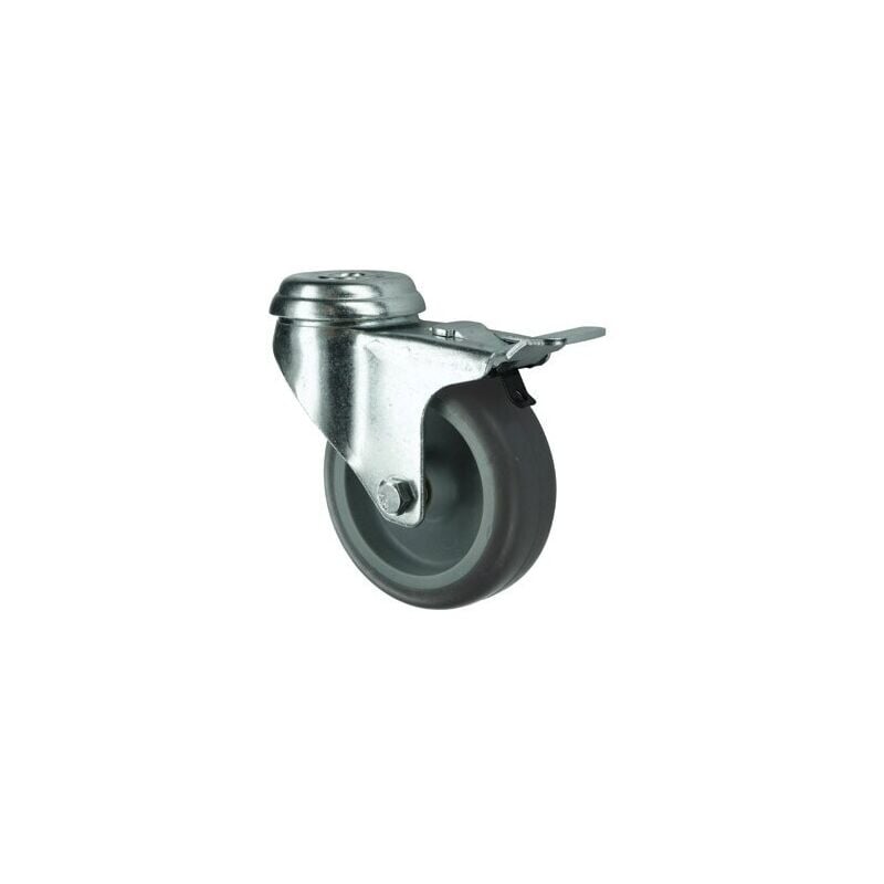 Braked Swivel Bolt Hole 5 0mm Rubber Tyre - Atlas Workholders