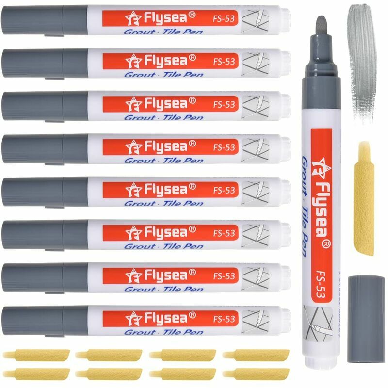 Light Gray Tile Grout Pen 8 Pieces Grout Pen Bathroom Enamel Repair Replacement Grout Pencil White for Tiles and Kitchen
