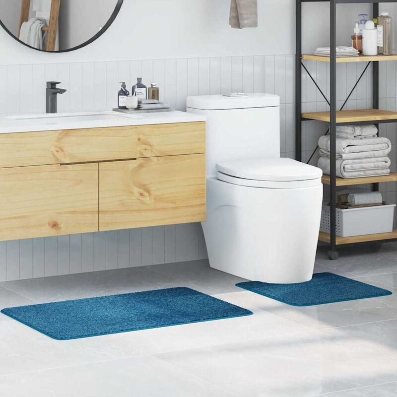 Bath Mat 2 Pcs Blue 50 X 50 Cm Polypropylene Vidaxl