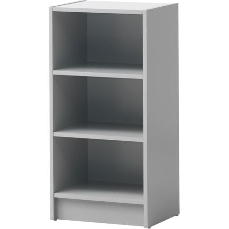Light Grey Small Narrow Bookcase Compact Slim Storage Unit Adjustable Shelves