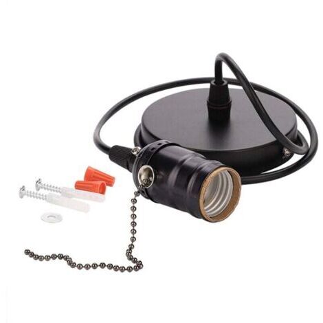 Light Holder, Support De Lampe De Suspension E27 Vintage avec Base à Lampe pour ChaîNe à Tirette MontéE Au Plafond(Noir Perle)