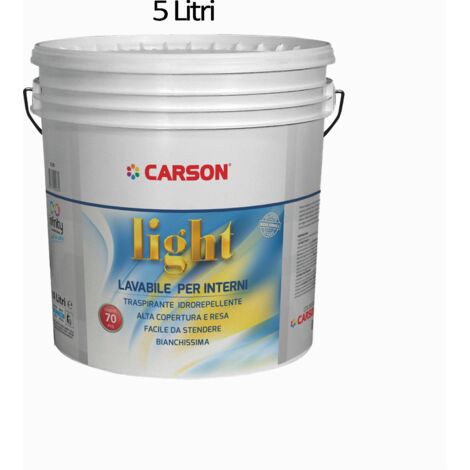 Light idropittura lavabile 5l per interni bianca traspirante e idrorepellente