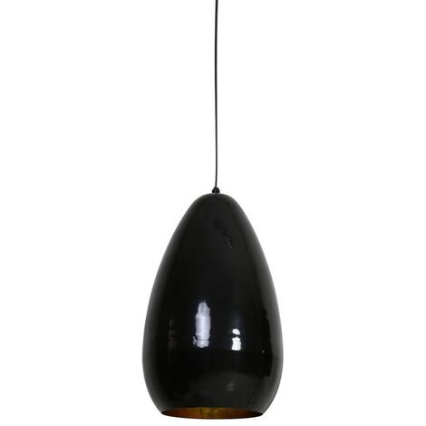 Light & Living 3064558 - Lampe Suspension Ø27x42cm ELIANA brillant noir/or - 1x40W E27 (non fournie)